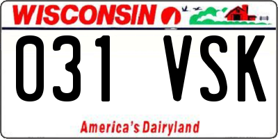 WI license plate 031VSK