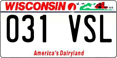 WI license plate 031VSL
