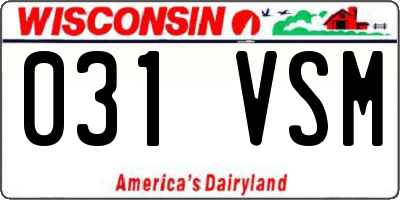 WI license plate 031VSM