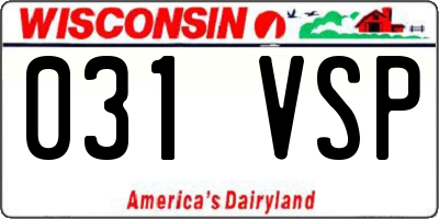 WI license plate 031VSP