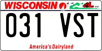 WI license plate 031VST