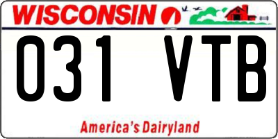 WI license plate 031VTB