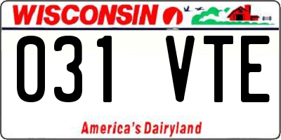 WI license plate 031VTE