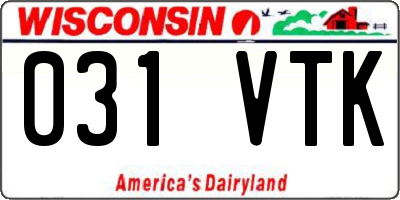 WI license plate 031VTK