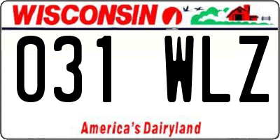 WI license plate 031WLZ