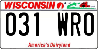 WI license plate 031WRO