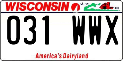 WI license plate 031WWX