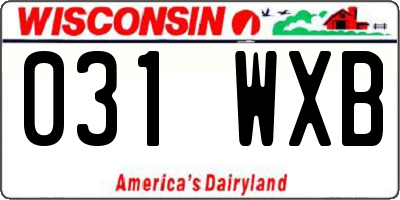 WI license plate 031WXB