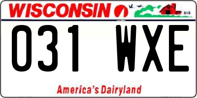 WI license plate 031WXE