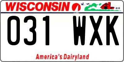 WI license plate 031WXK