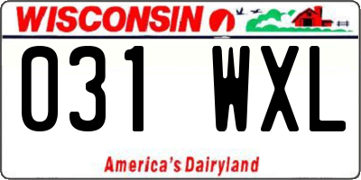 WI license plate 031WXL
