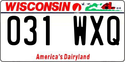 WI license plate 031WXQ