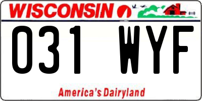 WI license plate 031WYF