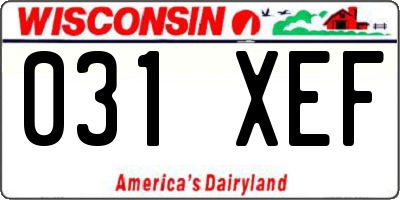 WI license plate 031XEF