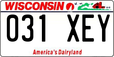 WI license plate 031XEY