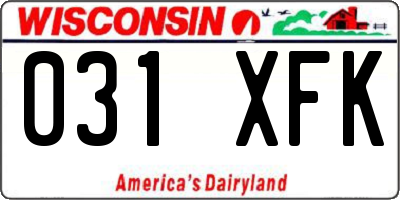 WI license plate 031XFK
