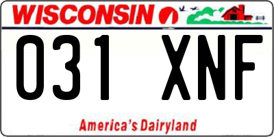 WI license plate 031XNF