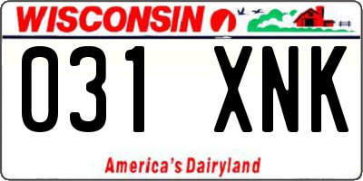 WI license plate 031XNK