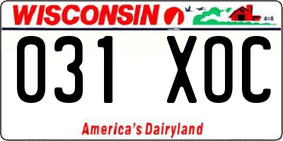 WI license plate 031XOC