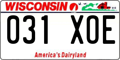 WI license plate 031XOE