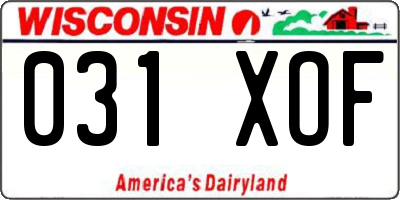 WI license plate 031XOF
