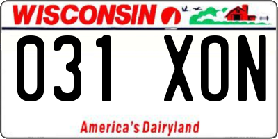 WI license plate 031XON
