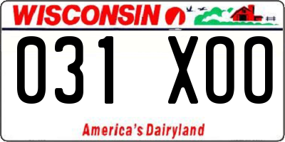 WI license plate 031XOO