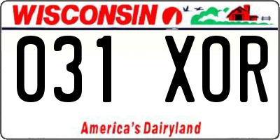 WI license plate 031XOR