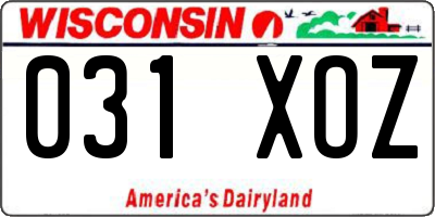 WI license plate 031XOZ