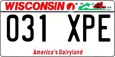 WI license plate 031XPE