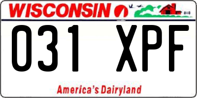 WI license plate 031XPF