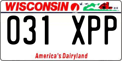 WI license plate 031XPP