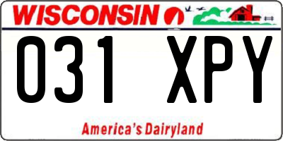 WI license plate 031XPY