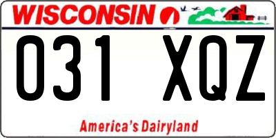 WI license plate 031XQZ