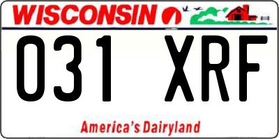 WI license plate 031XRF