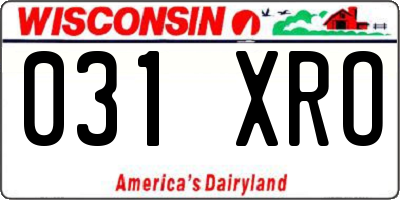 WI license plate 031XRO