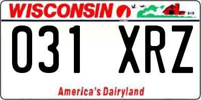 WI license plate 031XRZ