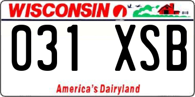WI license plate 031XSB