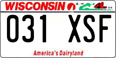 WI license plate 031XSF