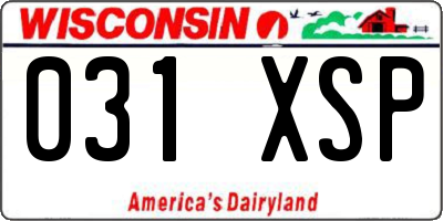 WI license plate 031XSP