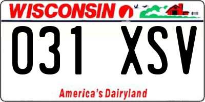 WI license plate 031XSV