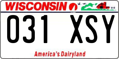 WI license plate 031XSY