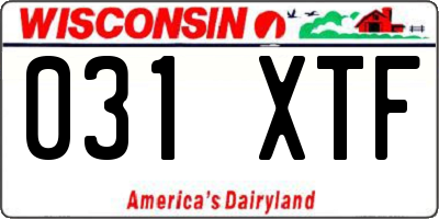 WI license plate 031XTF