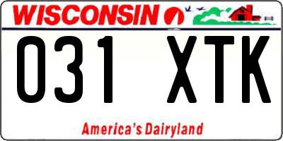 WI license plate 031XTK