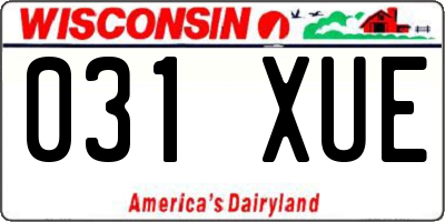 WI license plate 031XUE