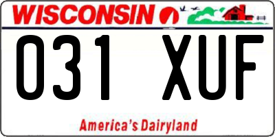 WI license plate 031XUF