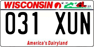 WI license plate 031XUN