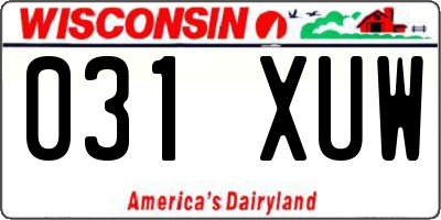 WI license plate 031XUW
