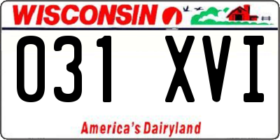 WI license plate 031XVI