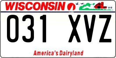 WI license plate 031XVZ